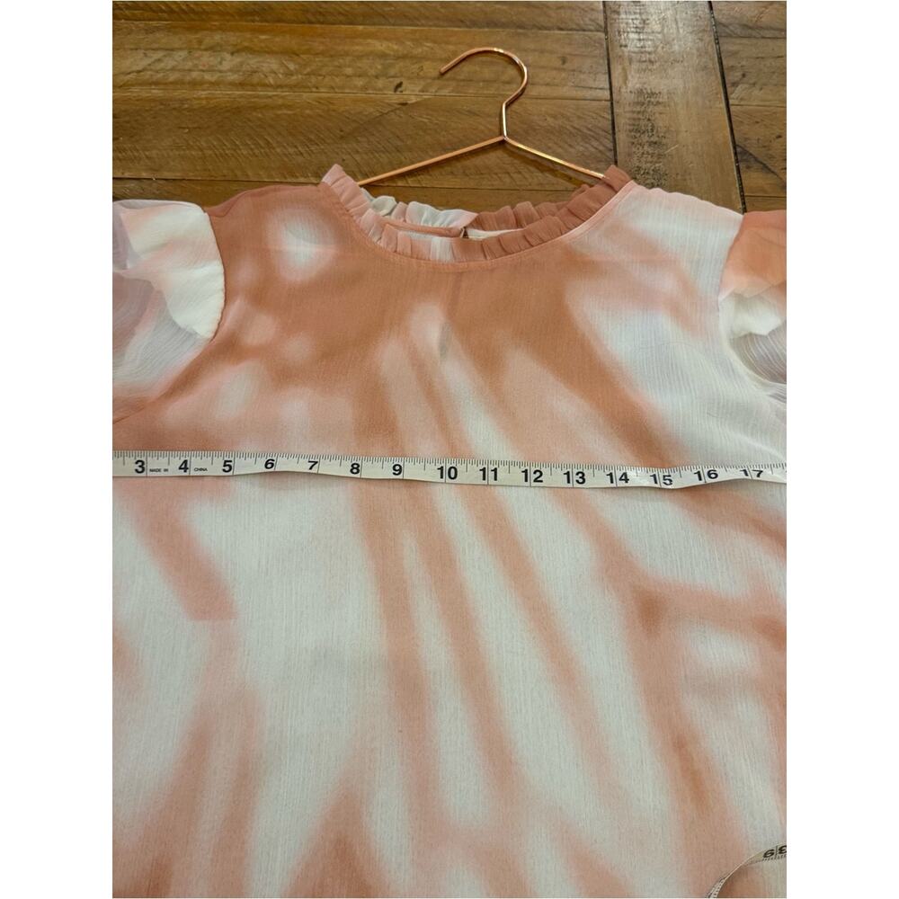 Calvin Klein Peach-Pink lined Satin Short Sleeve Blouse - Picture 7 of 7